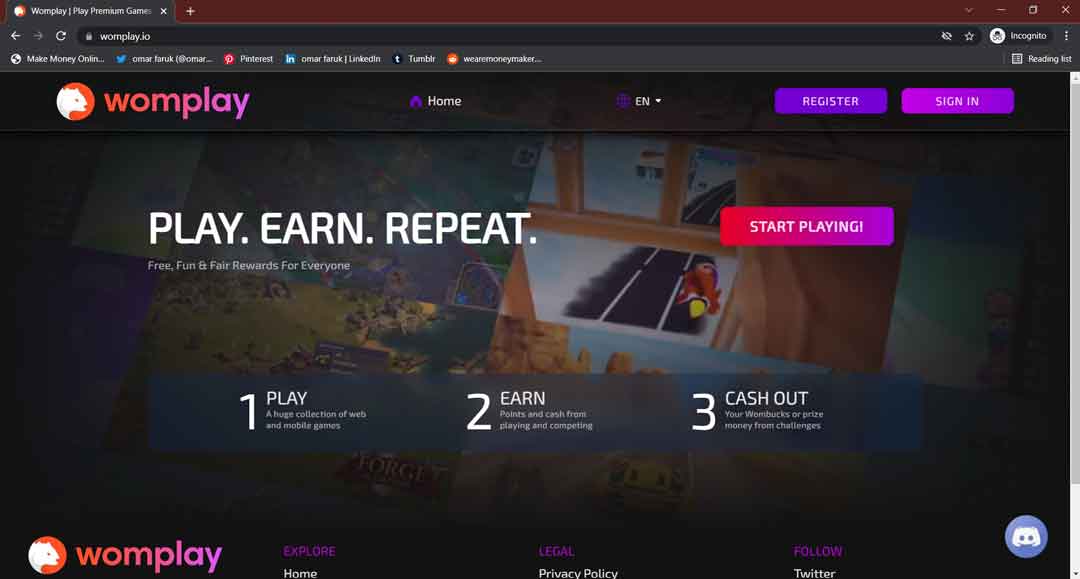 womplay.io home page image to earn money from home
