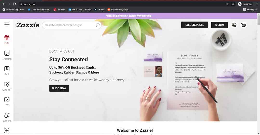 zazzle home page image 