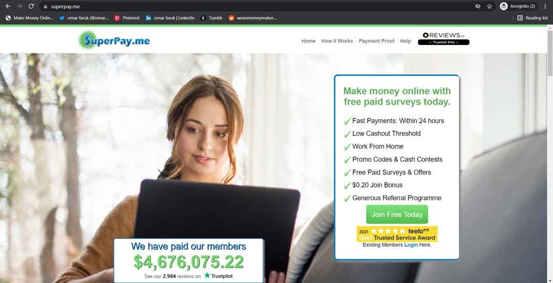 superpay.me home page for earn money