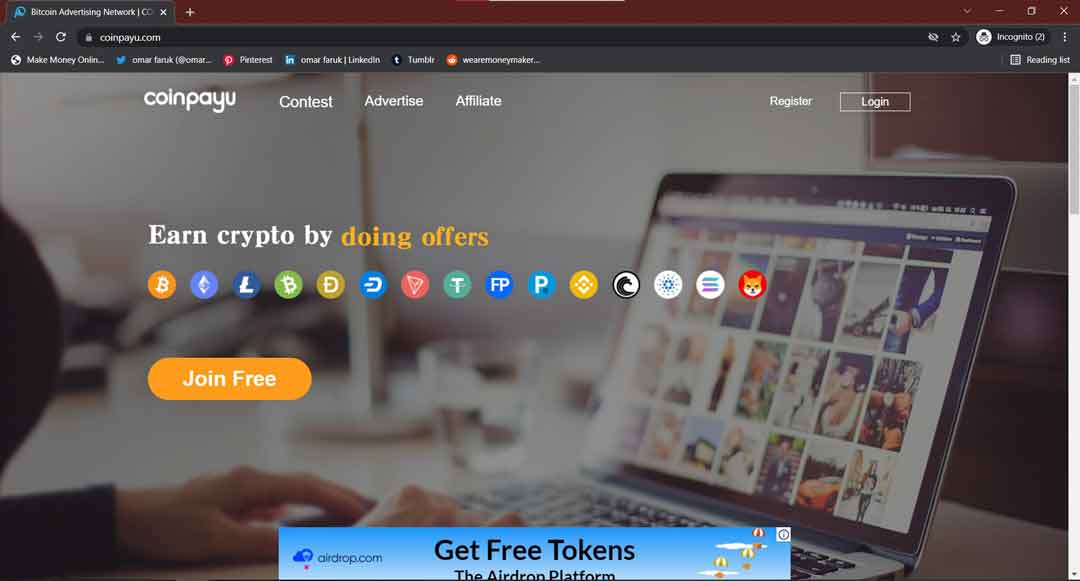 coinpayu.com home page image Paid Video site