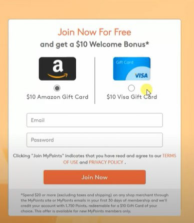 How to get a MyPoints joining bonus?