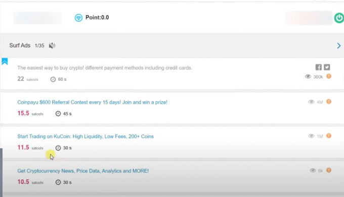 Earn by clicking surf ads at Coinpayu?