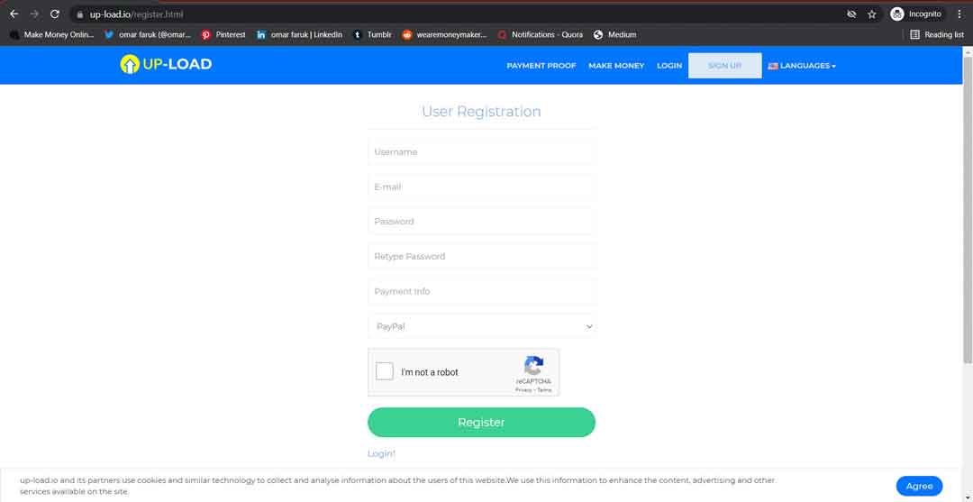  up-load.io registration form 