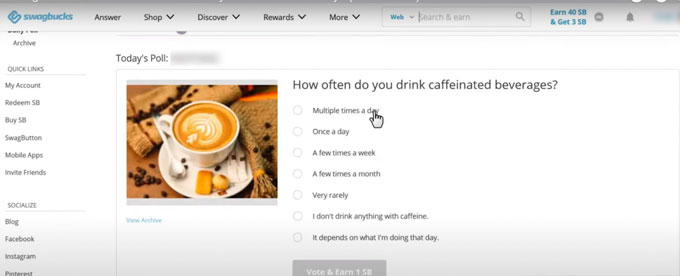 Swagbucks surveys.