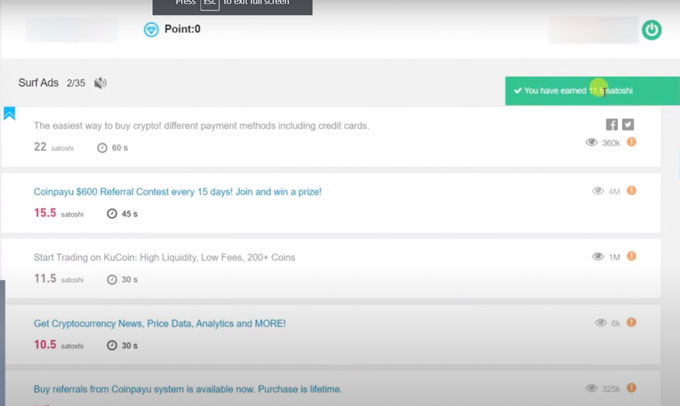 Earn by clicking surf ads at Coinpayu?