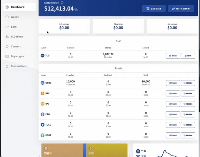 Yield App has a User-friendly dashboard