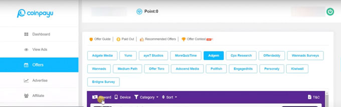 Earn by taking offers at Coinpayu.