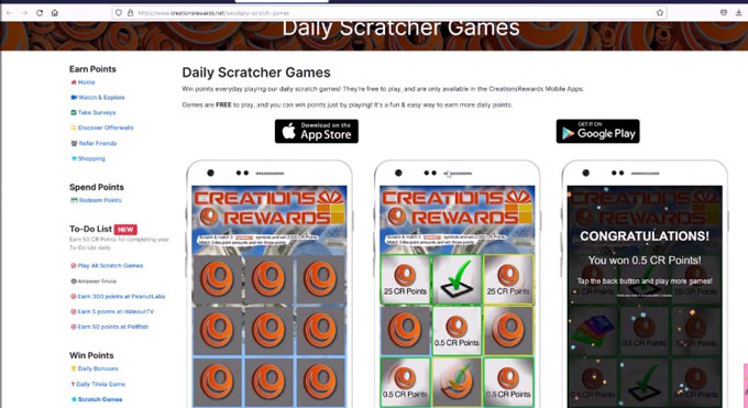 Earn money by installing apps and games at CreationsRewards.