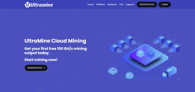 Open the ultramine cloud mining website to mine BNB or Binance.