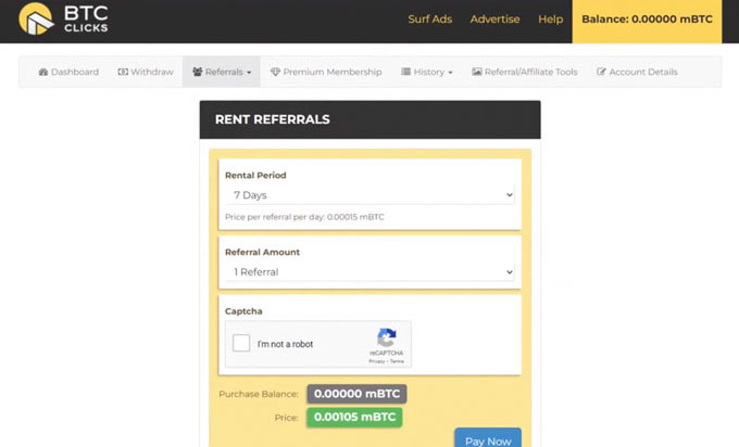 The fourth option earns bitcoins with rent referrals at BTCClicks.
