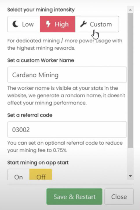 Start mining BNB coin.