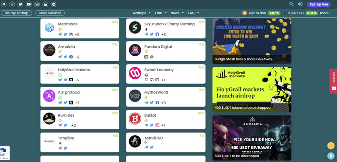 4. Crypto airdrops on Airdrop alert.