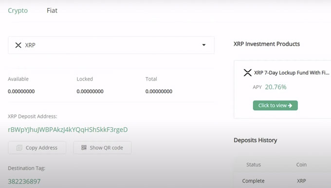 Input Wallet Address and start mining XRP On HotBit.