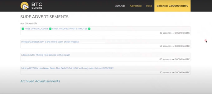 The first option earns bitcoins with surfing ads at BTCClicks.