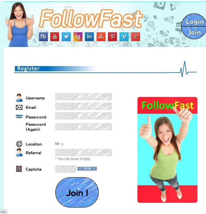 How to sign up for free at FollowFast?