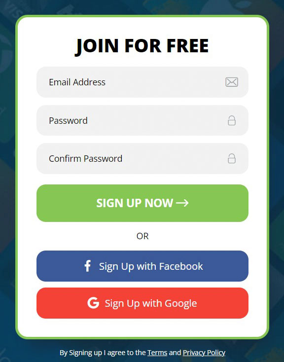 Step 1: create a free account on this website.