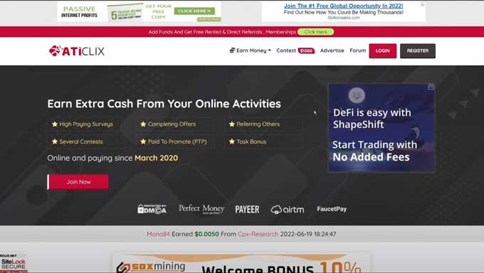 How to make money online by watching ads on aticlix.net