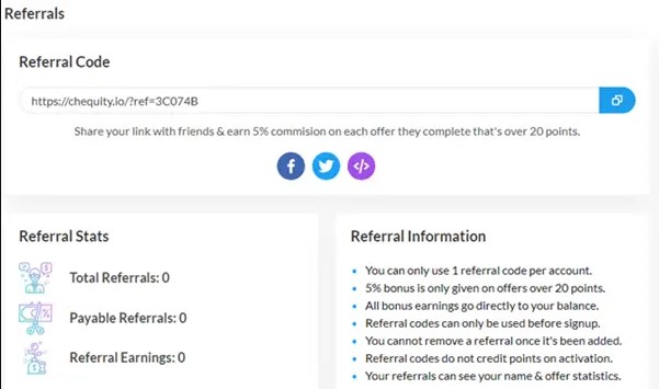 Make money in Referral Program from Chequity.io.