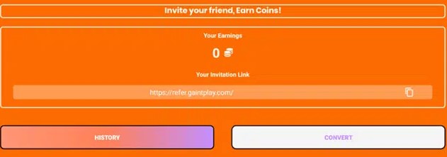 4. Make money by Referral program from Gaintplay.