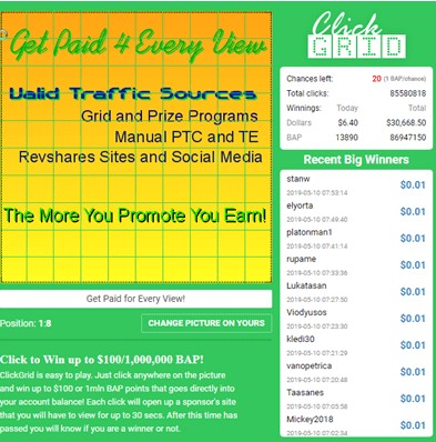 2. Make money by Click Grid from PaidVerts.