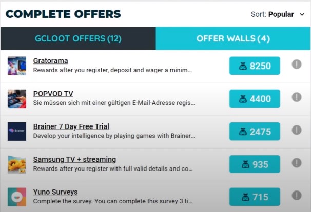 1. Make money with Paid offers from GCLoot.