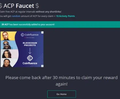 4. Earn Cryptocurrency ACP faucet from FireFaucet.