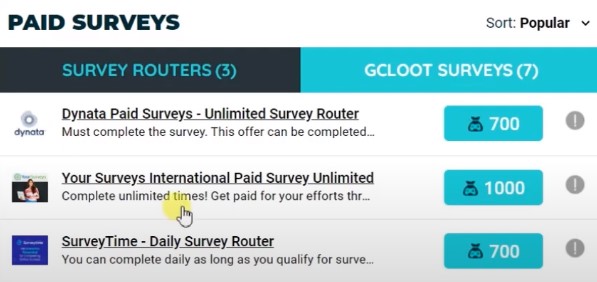 2. Make money by Paid surveys from GCLoot.