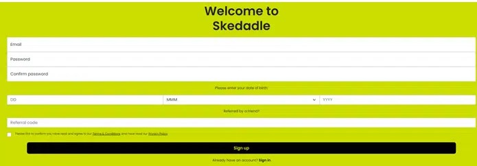How To sign up at Skedadle.