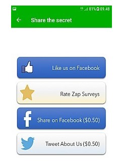3. Make money by sharing on social media from Zap Surveys.