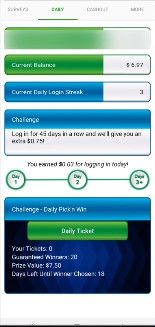 6. Make money with a Daily login bonus from Zap Surveys.