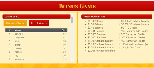 8. Make money by Bonus Game from GoldenClix.