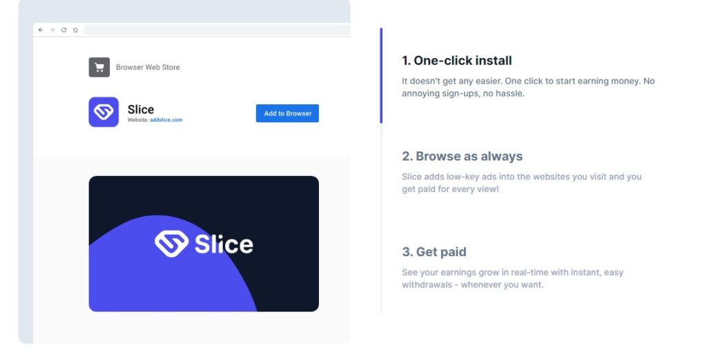 Make money by Browsing the web from Slice Browser Extension.