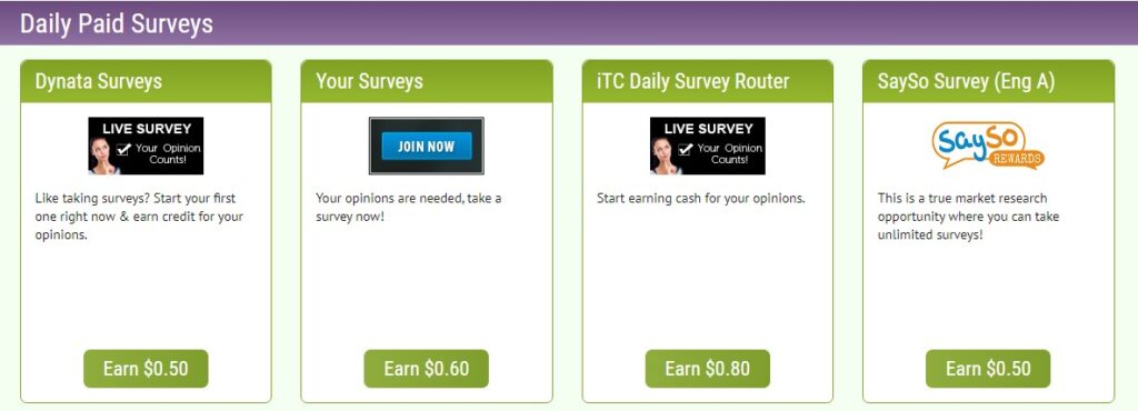 1. Make money by Paid Surveys From Quick Pay Survey.