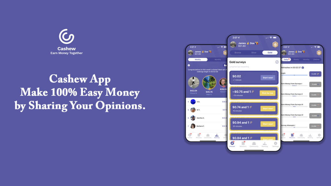 Cashew App – Make 100% Easy Money by Sharing Your Opinions