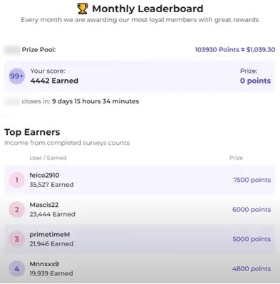 2. Make Money By The Leaderboard Contest From Prime Opinion.