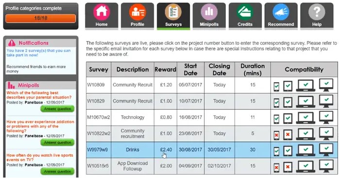 1. Make money with Panelbase surveys.