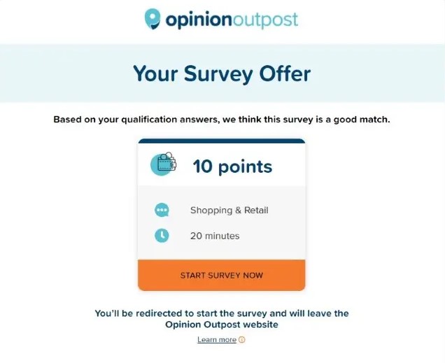2. Make money from Opinion Outpost surveys.