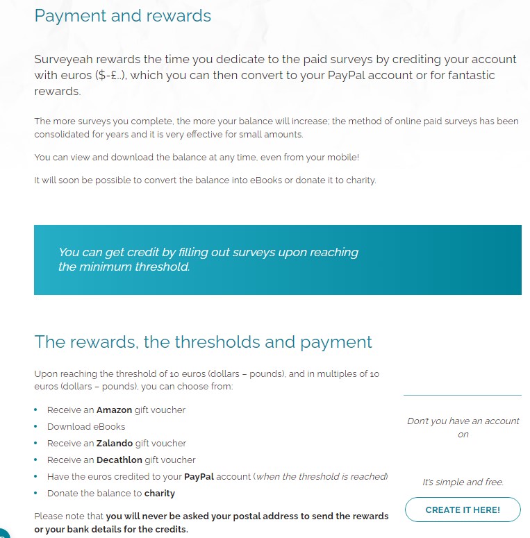 Surveyeah Payment Method.