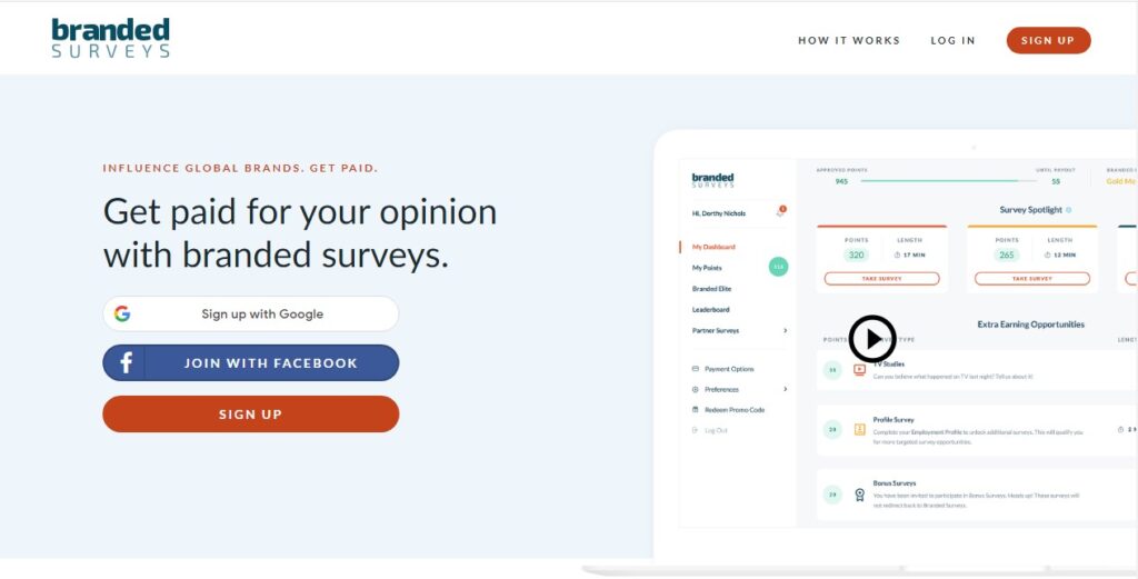 2. Branded Surveys you can take surveys for Amazon gift cards