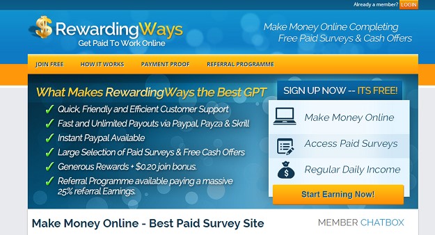 10. Highest Paying PTC Sites is RewardingWays