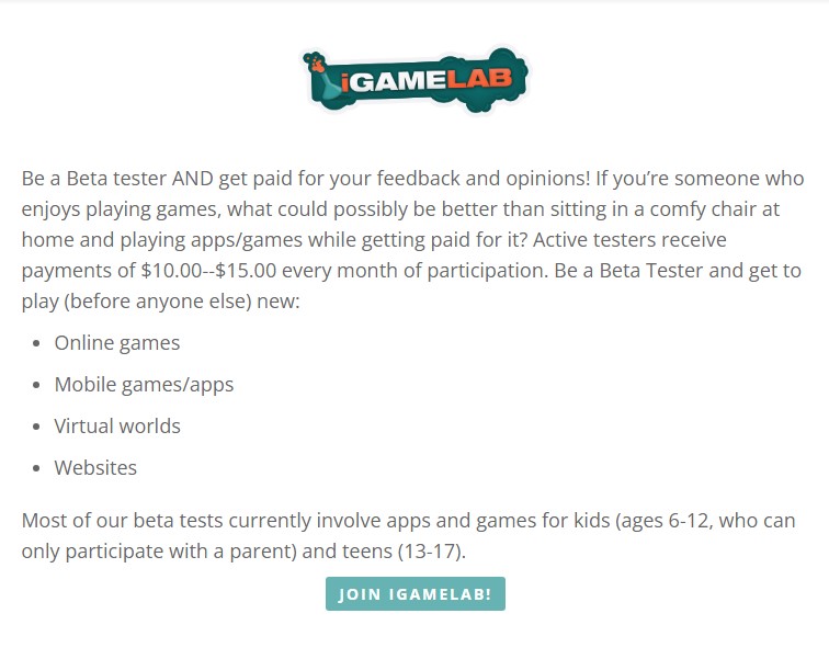 4. Earning Money Gaming Apps November 2023 is iGameLab.