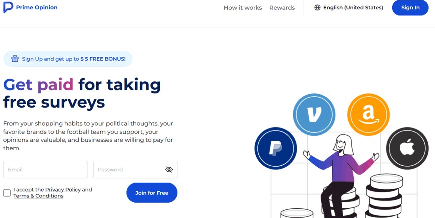 5. Prime Opinion is Survey Sites that Pay Through PayPal.