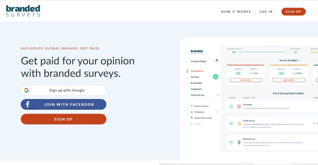 8. Survey Apps To Consider in November 2023 is Branded Surveys: