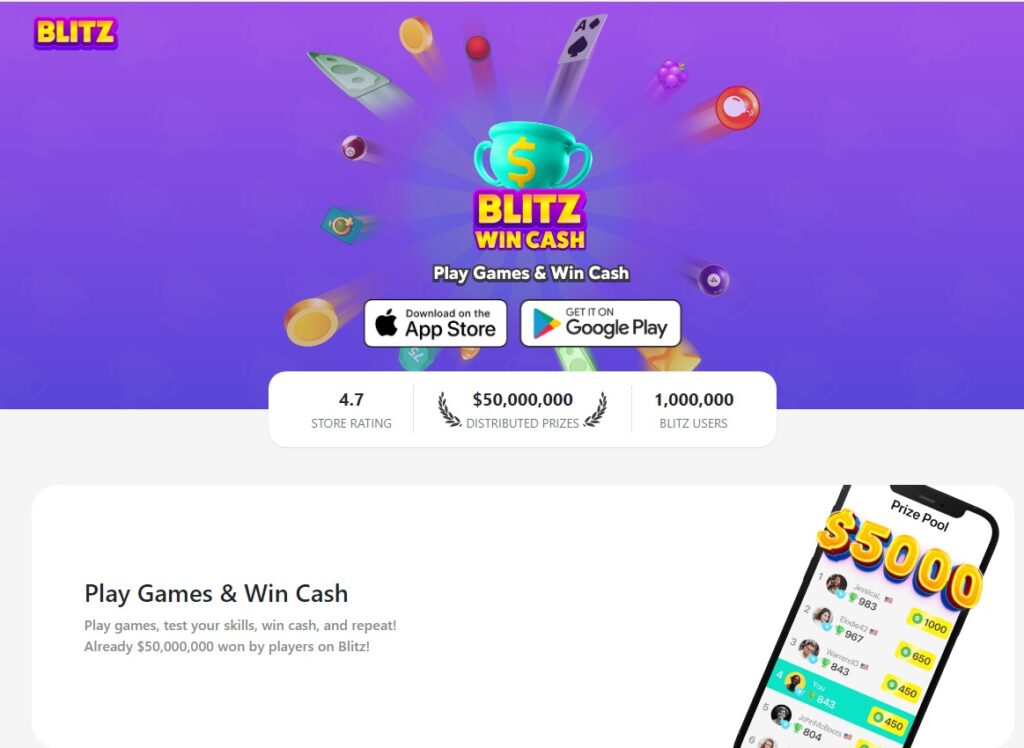 3. Real Money Winning Apps is Blitz wins cash