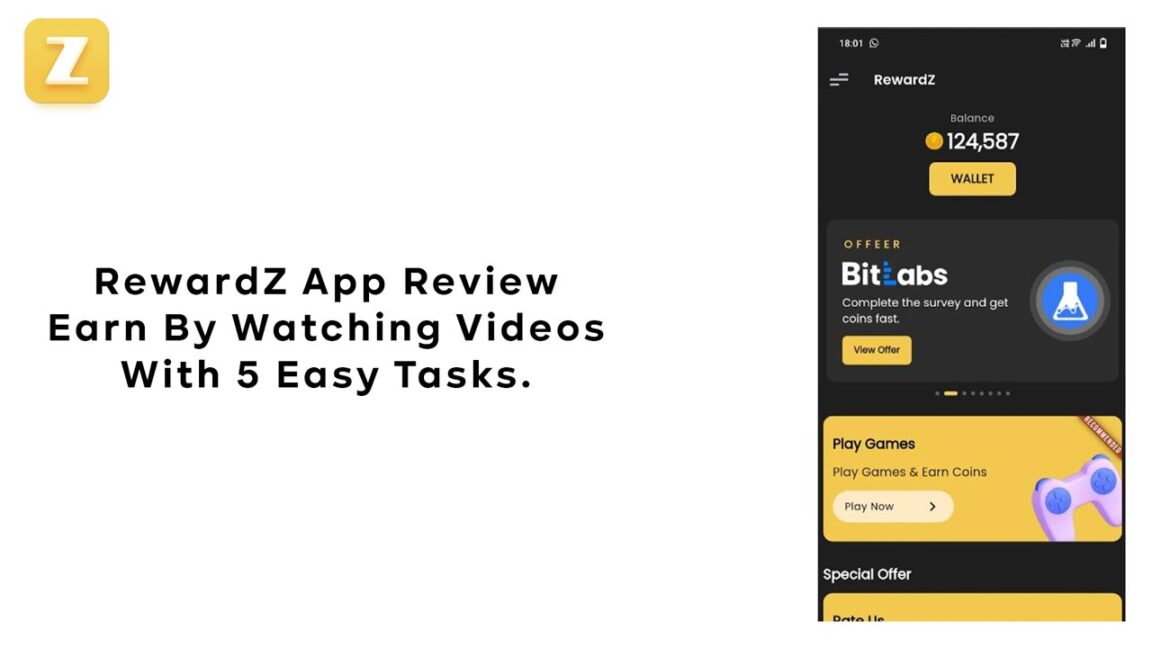 RewardZ App Review Earn By Watching Videos With 5 Easy Tasks