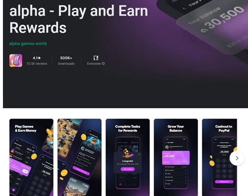 Make money by Playing mobile games With alpha App