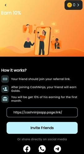 6. Make Money By Referral Program From Cash Ninja